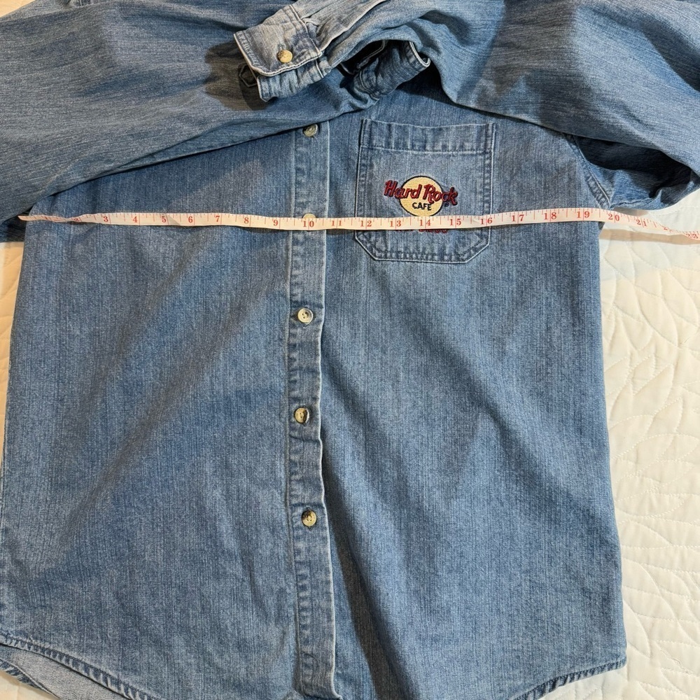 Vintage Hard Rock Cafe Denim Unisex Long Sleeve top size XL 100% cotton - Picture 10 of 12
